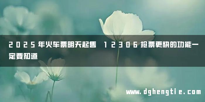 2025年火车票明天起售 12306抢票更快的功能一定要知道